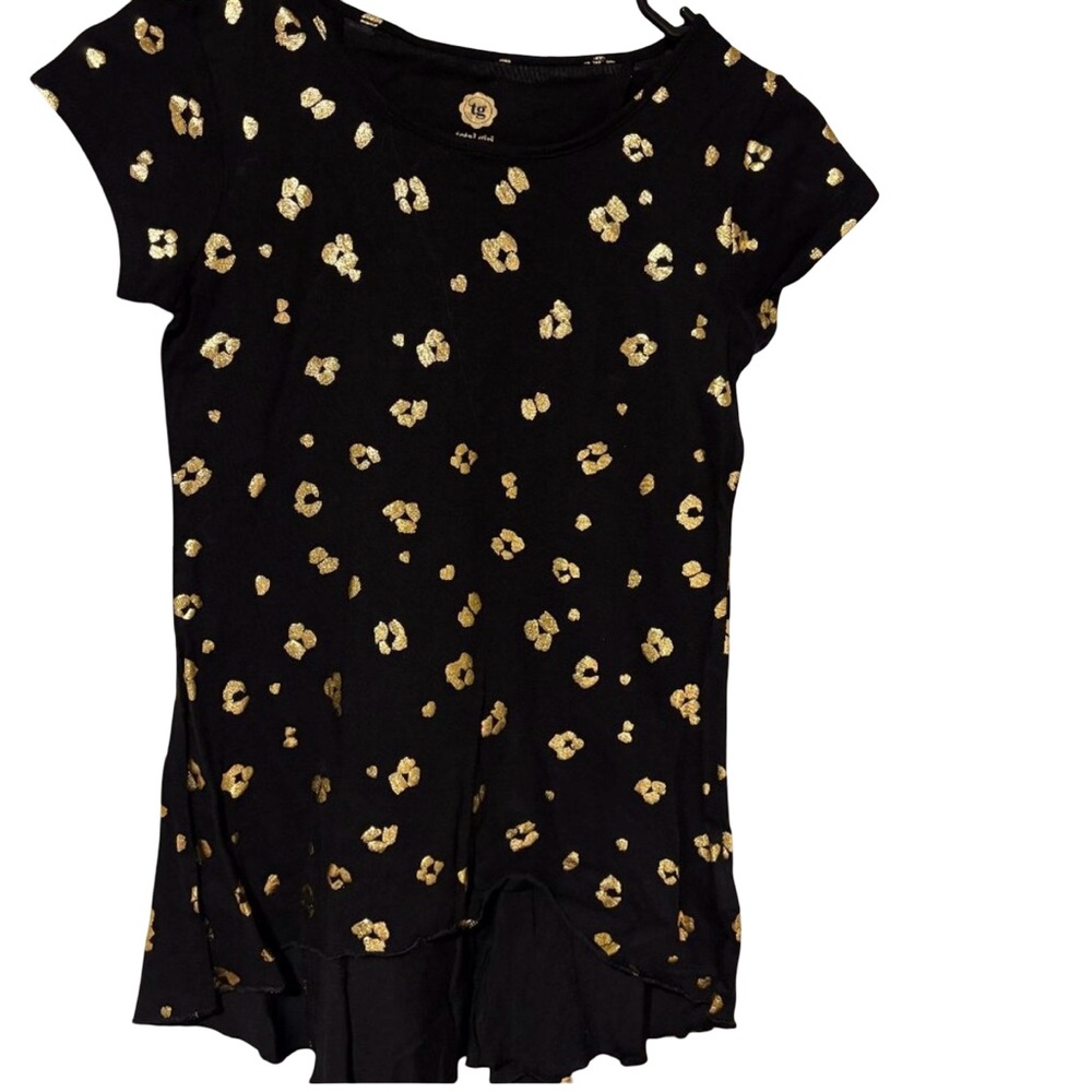 NWOT Total Girl black/gold short sleeve top sz 10/12